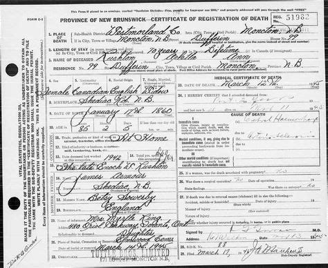 death certificate new brunswick.